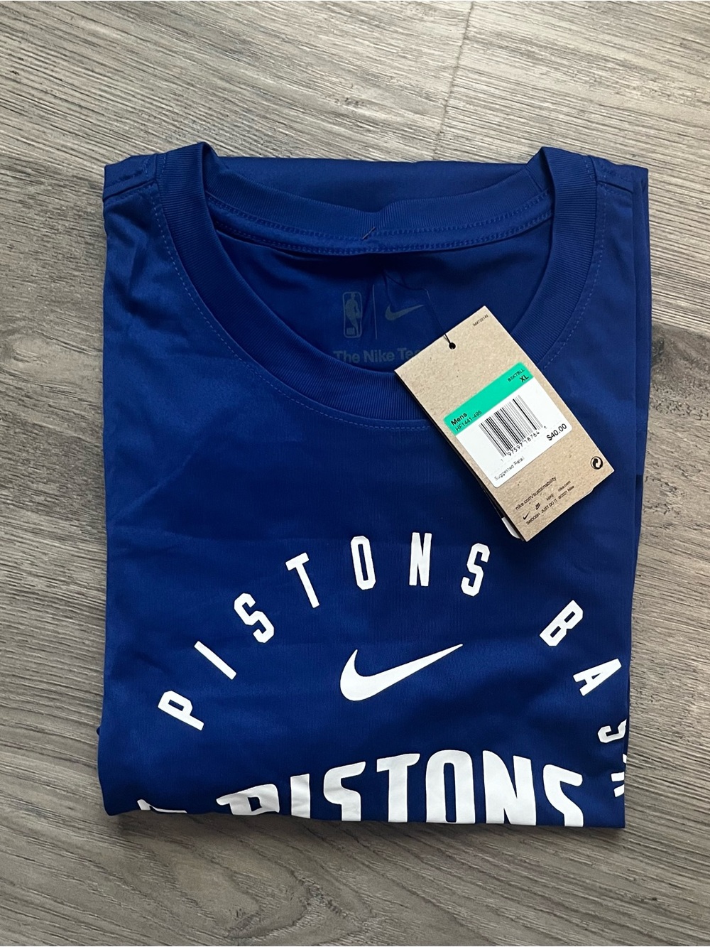 Nike Royal Blue Detroit Pistons Performance Long Sleeve Tee with White Logo